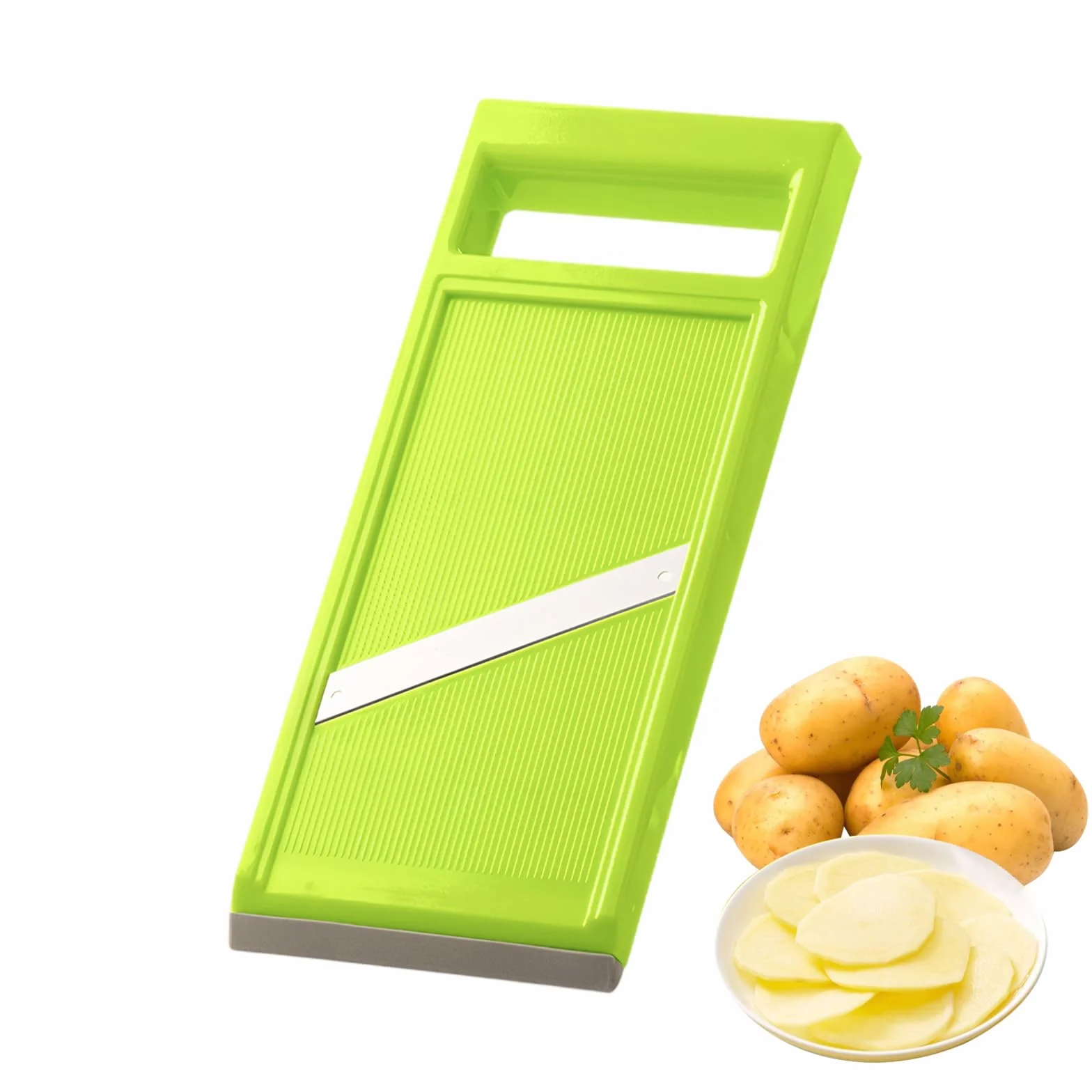 Machine à Croustilles Éminceur à Main en Acier Inoxydable pour Pommes de Terre, Carottes, Concombres