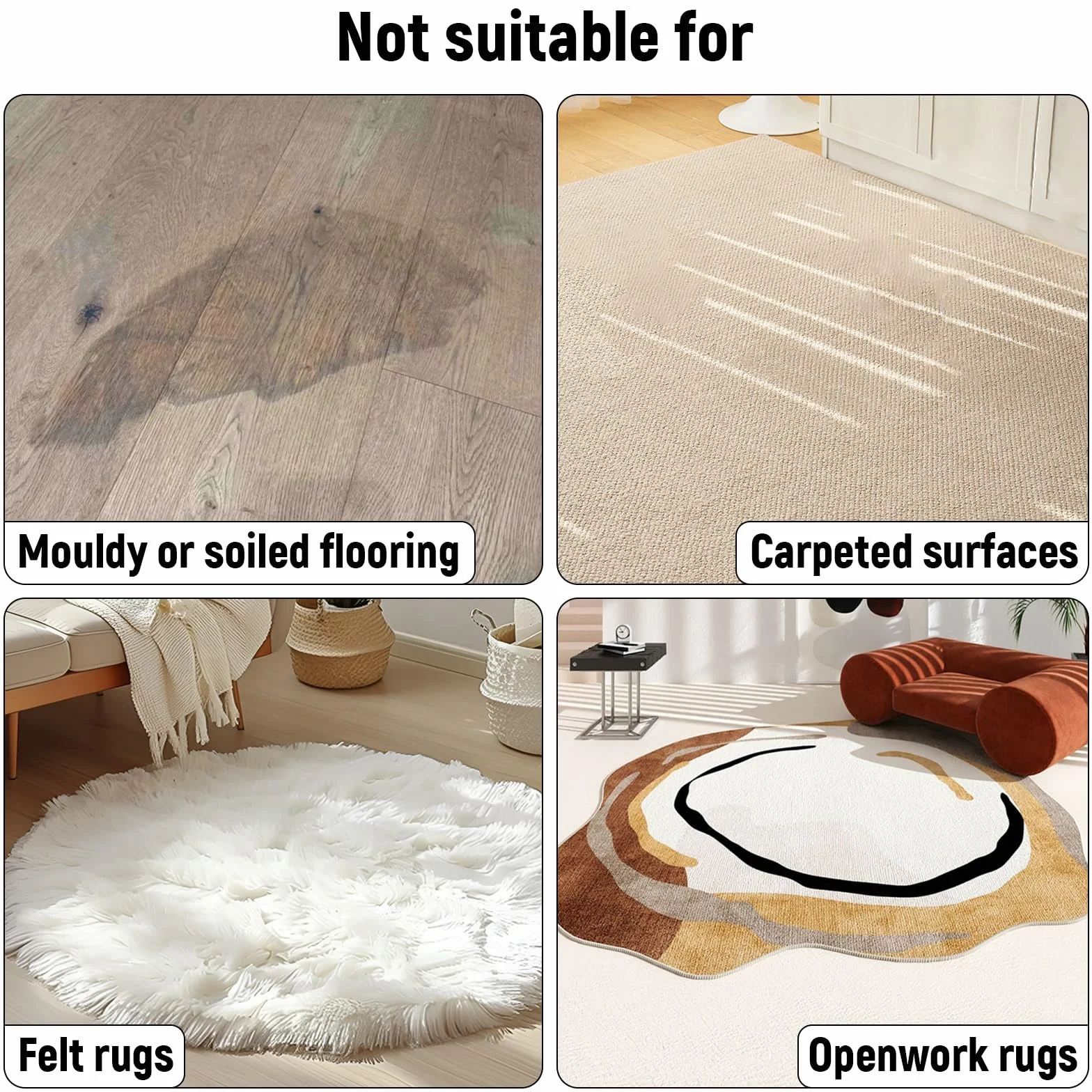 MINGBOLIN Anti Dérapant Tapis 10 Pièces – Adhésifs Réutilisables pour Parquet, Fixation Sûre sur Sol Lisse, Protection Sol