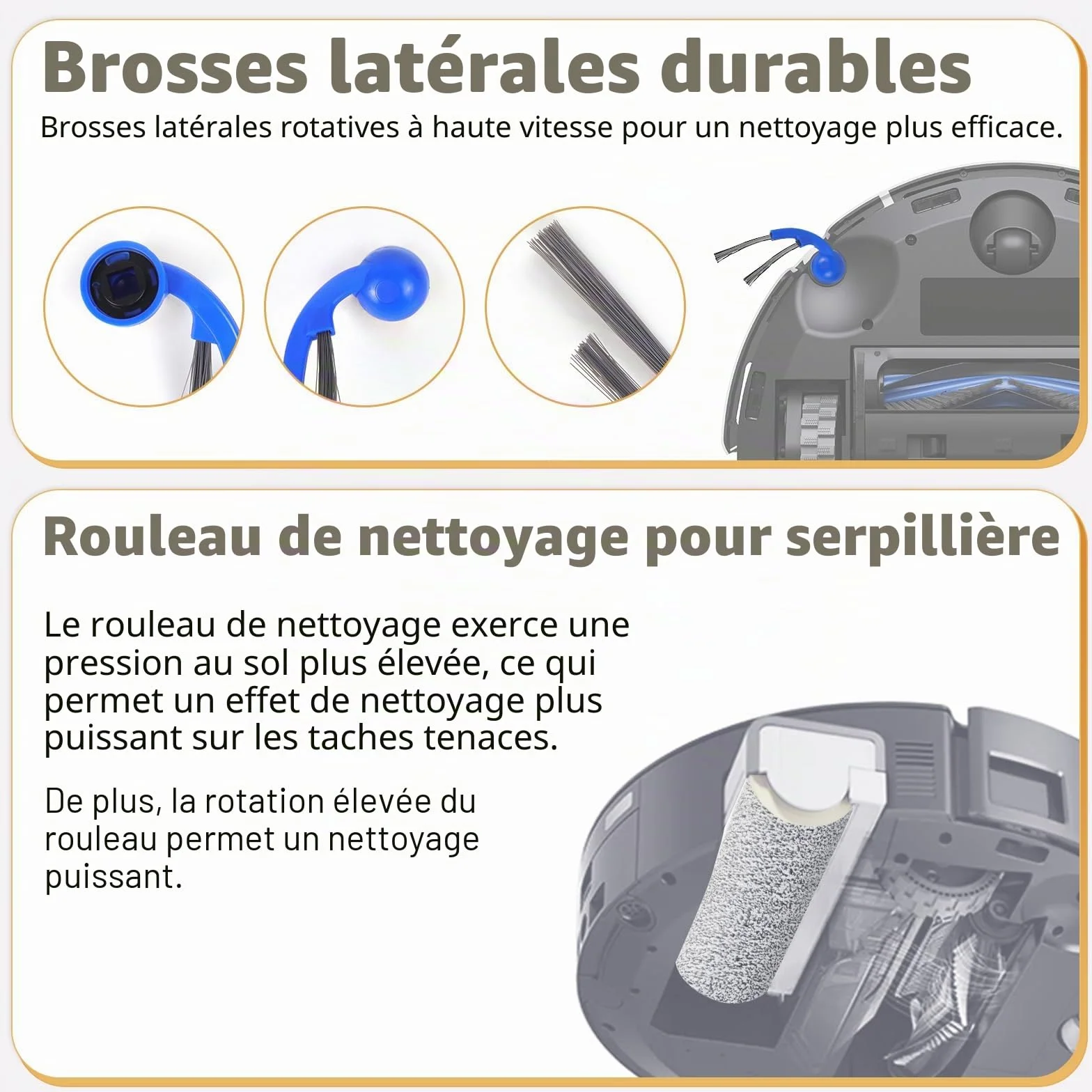 ECOVACS DEEBOT T80 OMNI Pièces de Rechange Robot Aspirateur, 1 Brosse Principale, 4 Filtres, 4 Brosses Latérales, 2 Rouleaux, 4 Sacs à Poussière