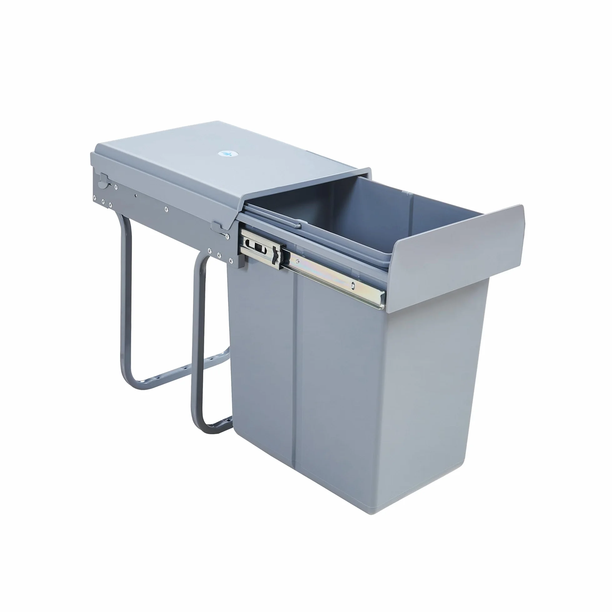 Poubelle Encastrable sur Rails Coulissants Tri Sélectif Sous Évier 1 x 20L Gris Acier Plastique 34 x 26 x 42 cm