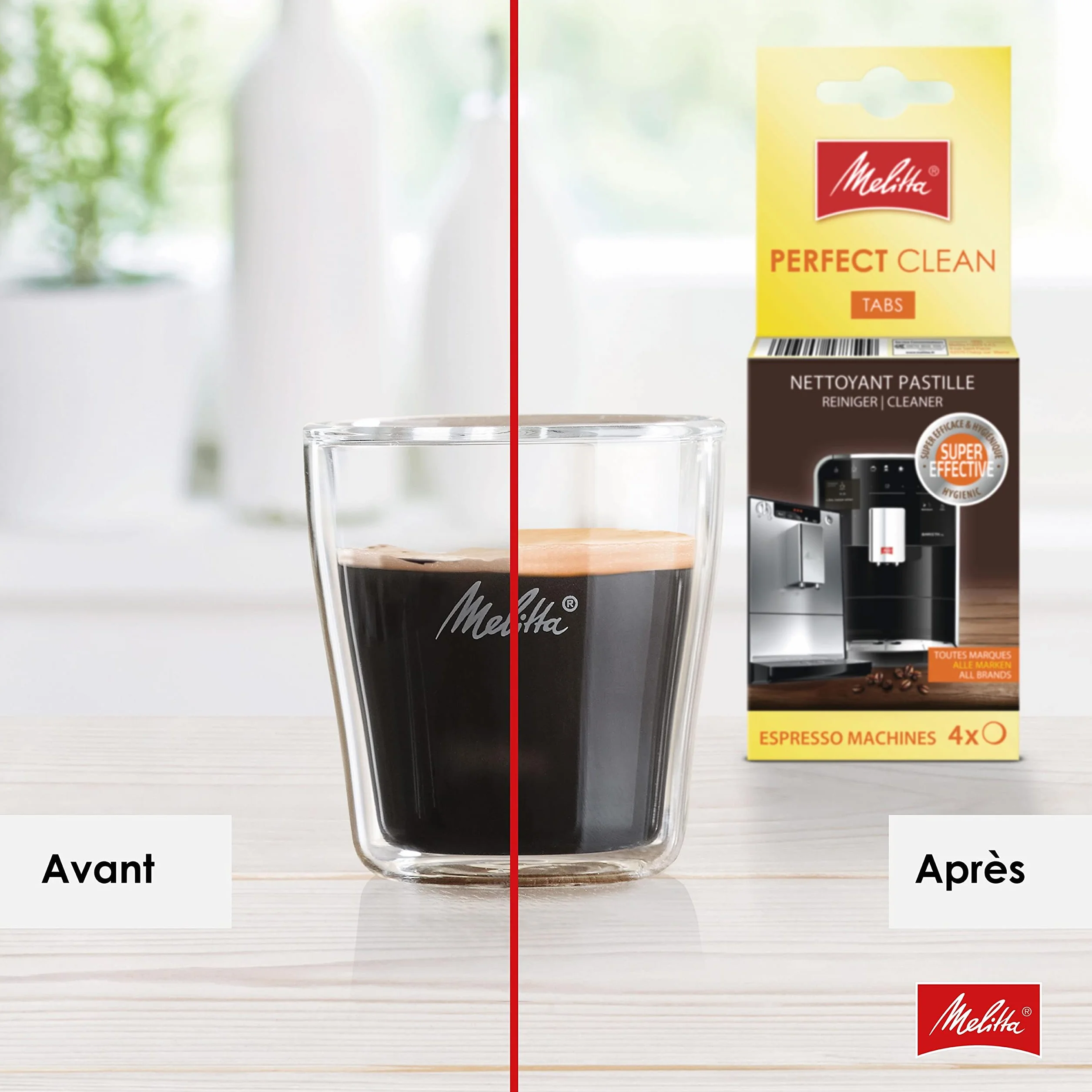 Melitta Nettoyant en Tablettes pour Machine à Café Automatique à Grains, Pastille Nettoyage 4 x 1,8 g