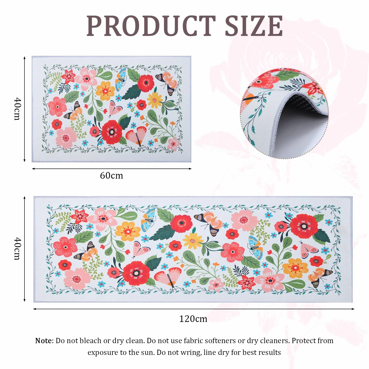 Tapis de Cuisine Anti-dérapant Lavable Anti-Fatigue 2PCS Boho Floral Moderne Ferme