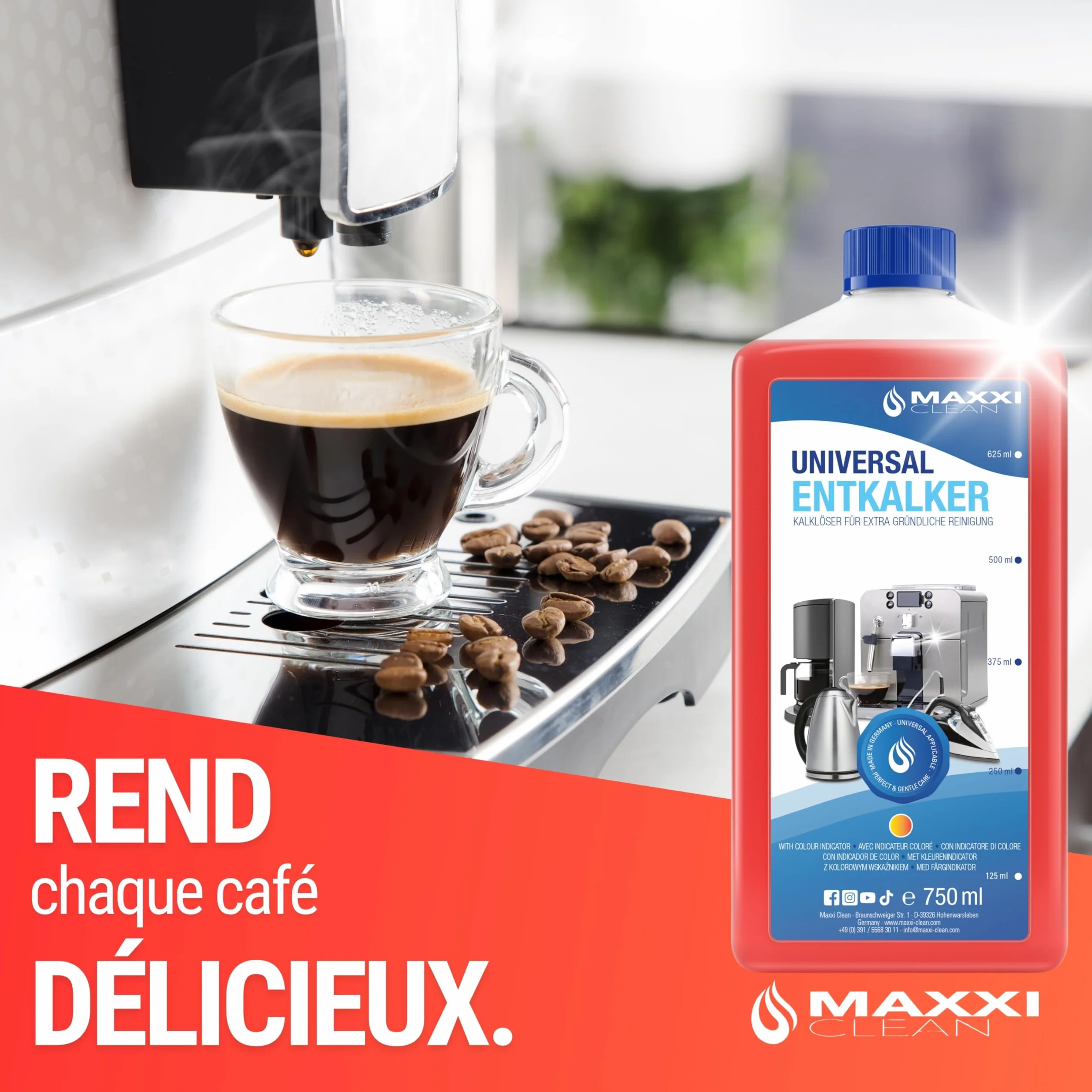 Maxxi Clean Détartrant universel pour machines à café 2x 750 ml