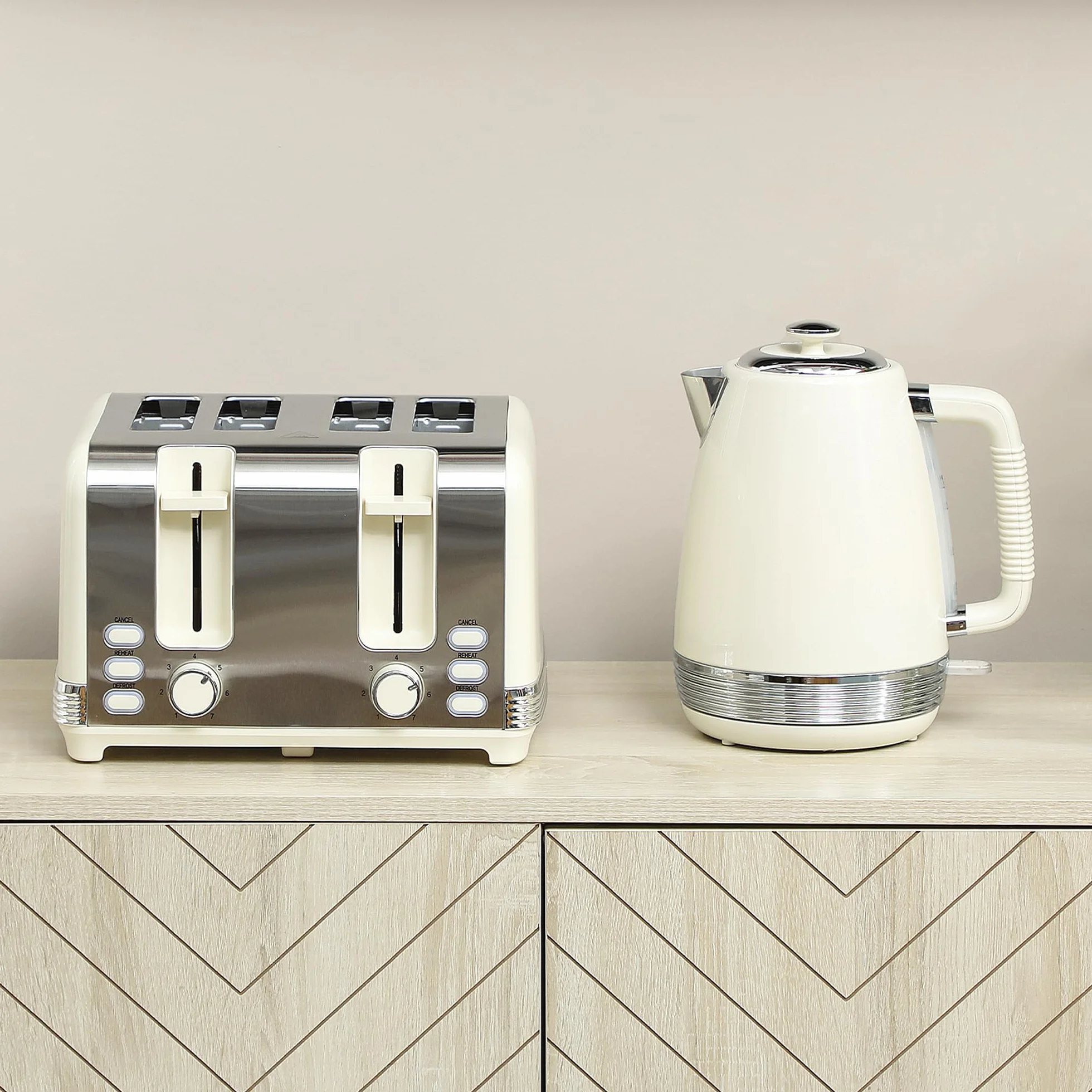 Homcom Grille-pain 4 tranches Bouilloire 1,7 L 2200 W Set petit-déjeuner