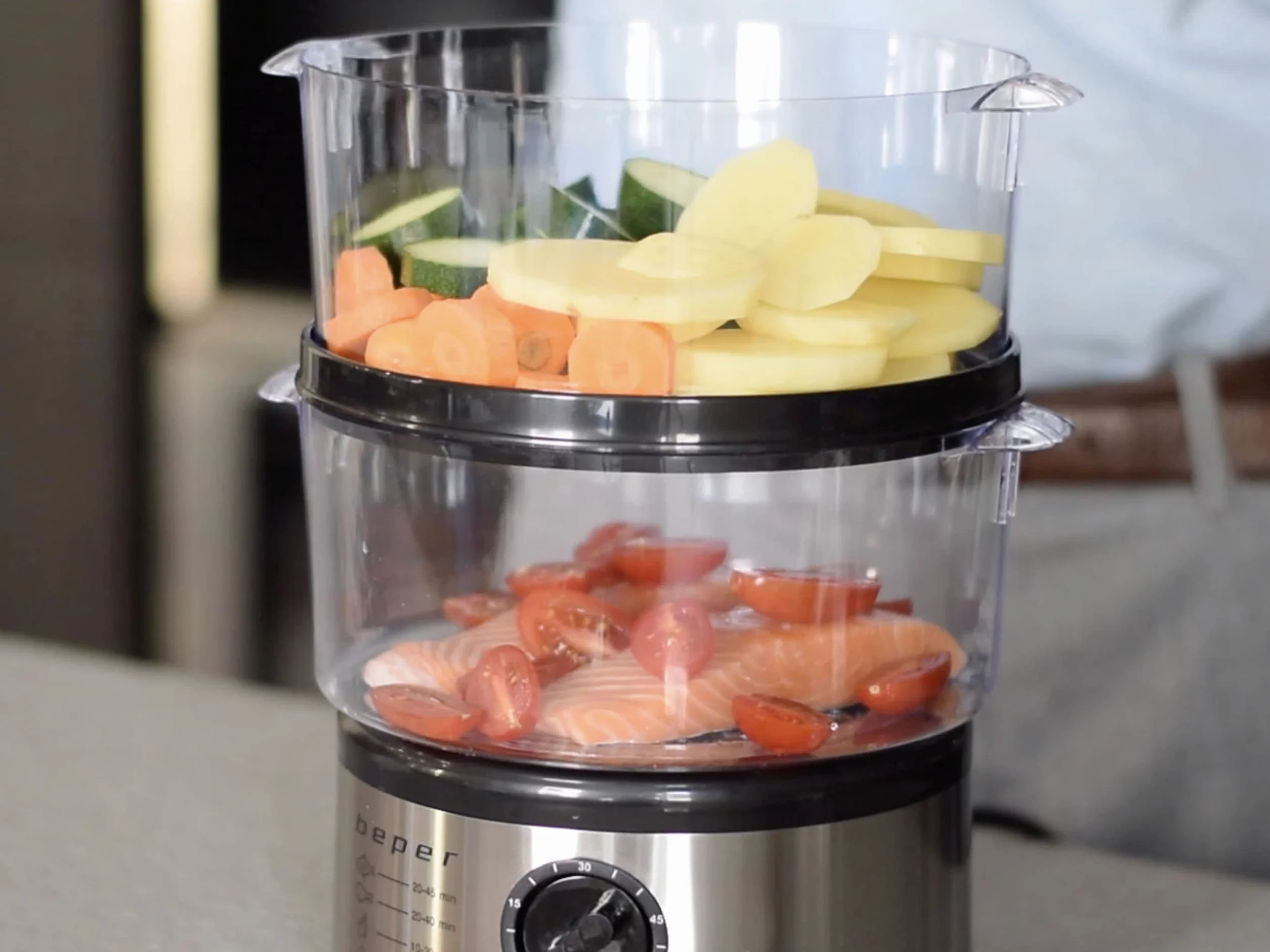 BEPER BC.261 Cuiseur Vapeur 5 Litres avec Minuteur Électrique Sans BPA