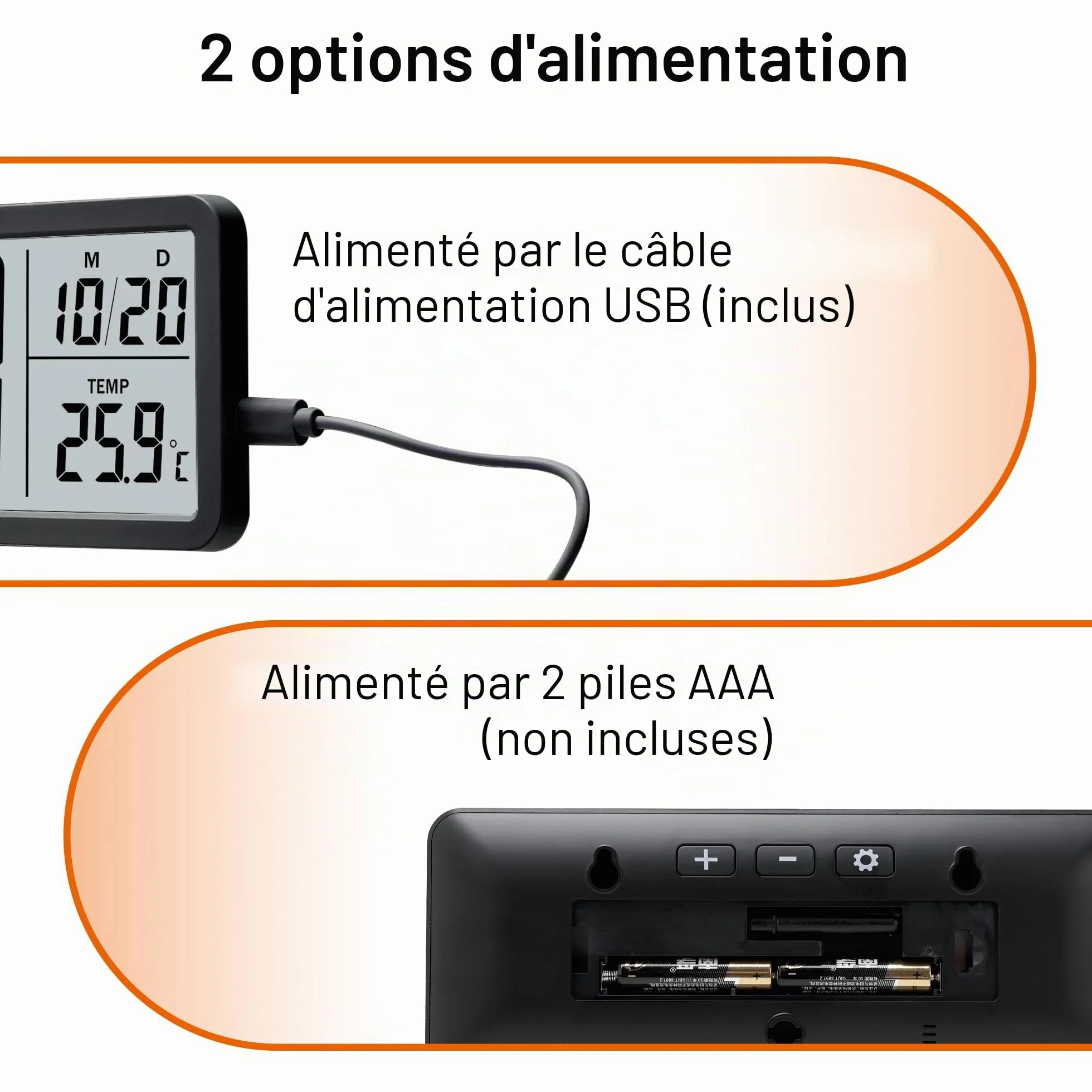 Lafocuse Horloge Murale Numérique 8.5" LCD Grande Chiffre avec Température Date 12/24H Noir