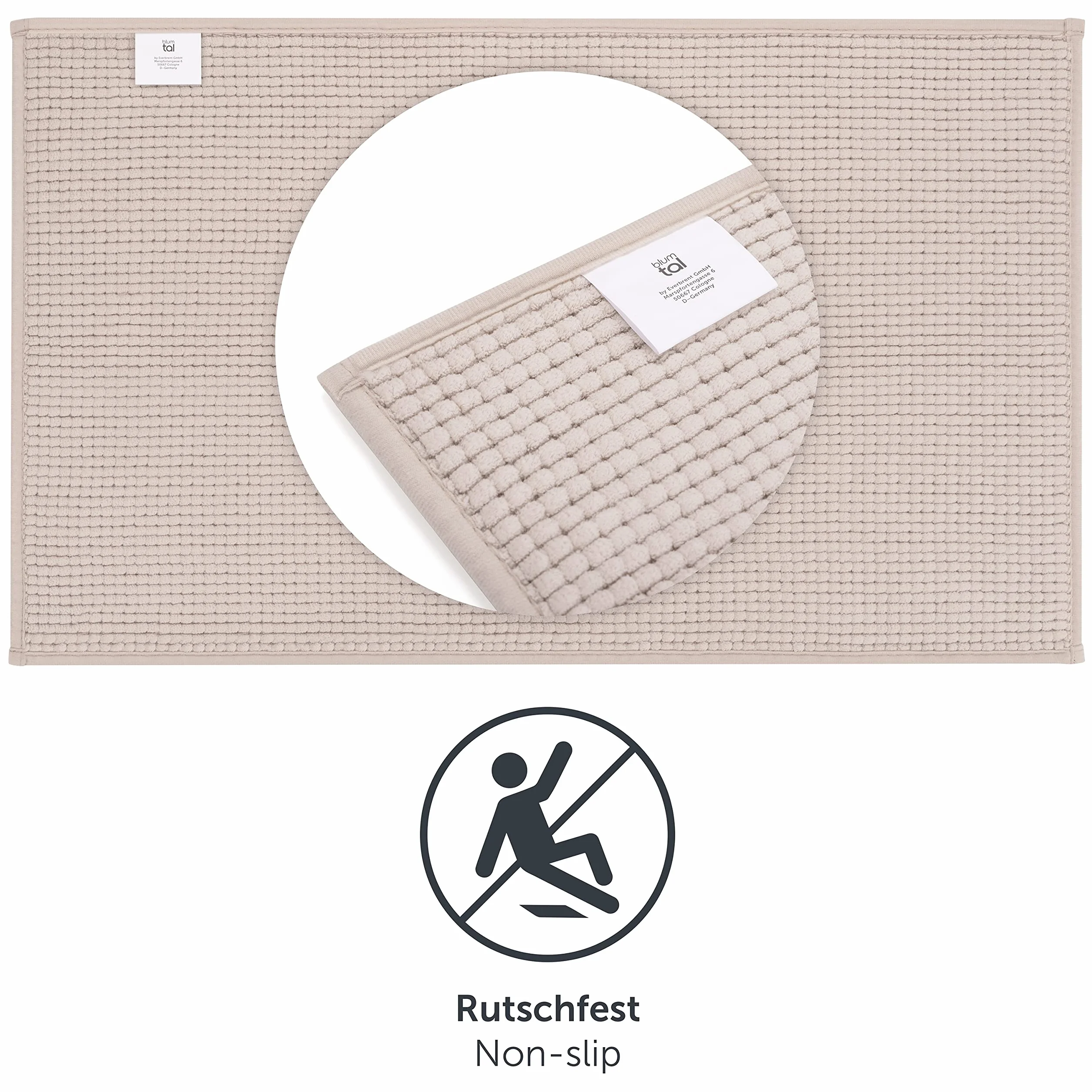 Tapis de Bain Absorbant Antidérapant Oeko-Text 60x40 Gris foncé