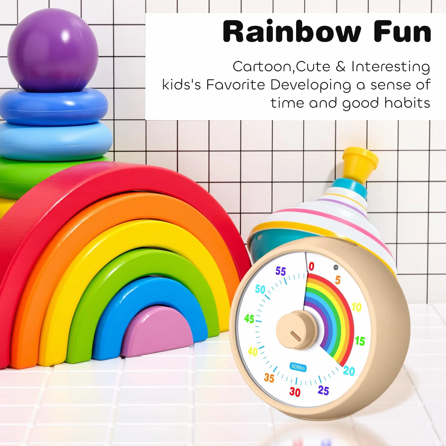 Visual Timer pour Enfants 60 Minutes Compte à Rebours, Outil Gestion du Temps Bureau Silencieux, Pomodoro Timer (Kaki)