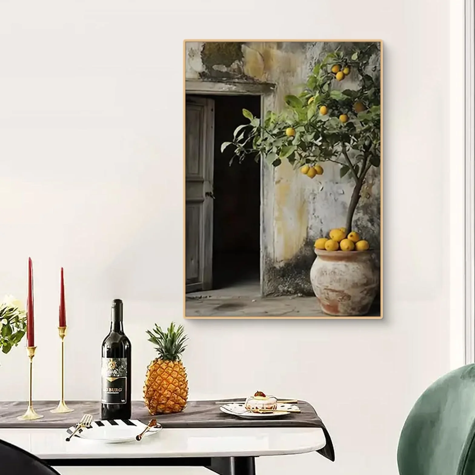 TROYSINC Lot de 2 posters motif plantes méditerranéennes citronnier olivier 50x70 cm sans cadre