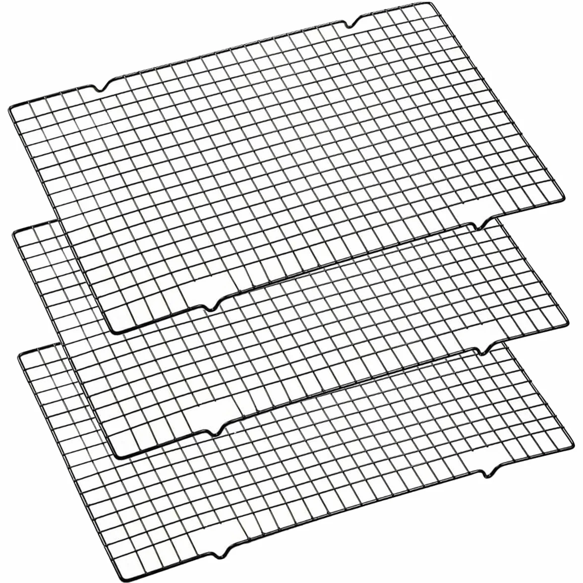 Grille de Refroidissement 40 x 25 cm en Acier Inoxydable, Grille de Cuisson Réutilisable Noire, Set de 3