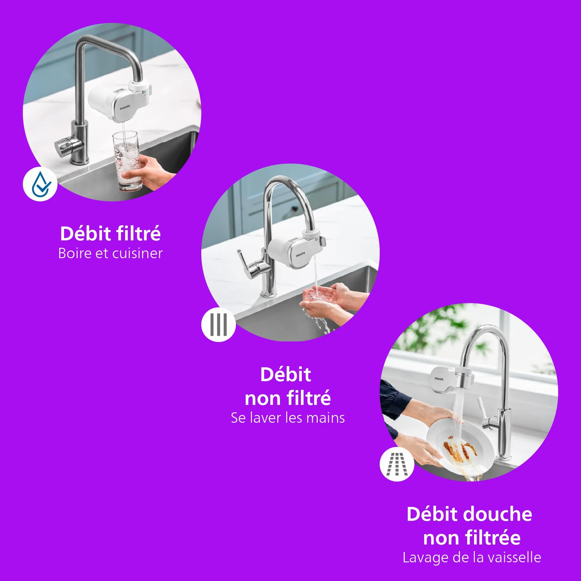 Philips Filtre à eau MICROFILTRATION avec affichage numérique 3 cartouches 1.000 L