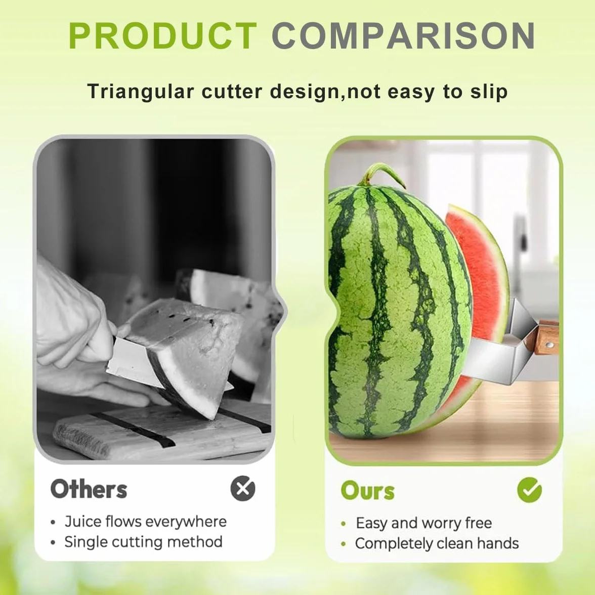 Coupe Pastèque en Acier Inoxydable, Trancheur 2 Pièces
