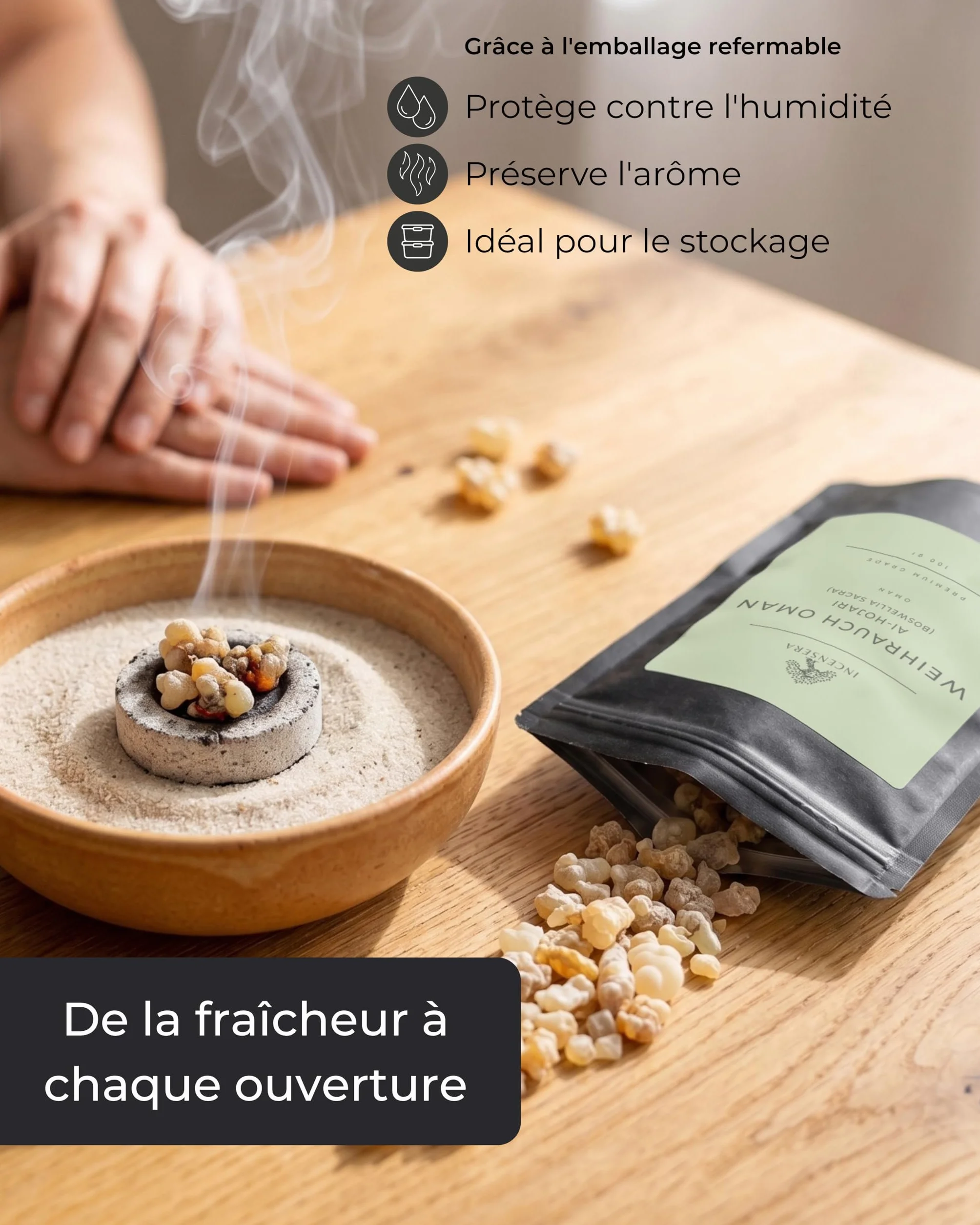 Incensera Oman 1er Choix Encens à Fumer 50 g Boswellia Sacra Frankincense Résine Caoutchouc Arabique