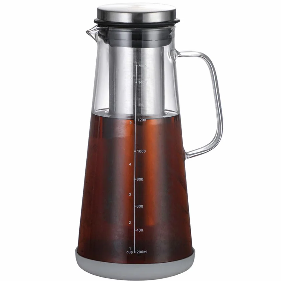 Pichet en verre 1400 ml avec base silicone