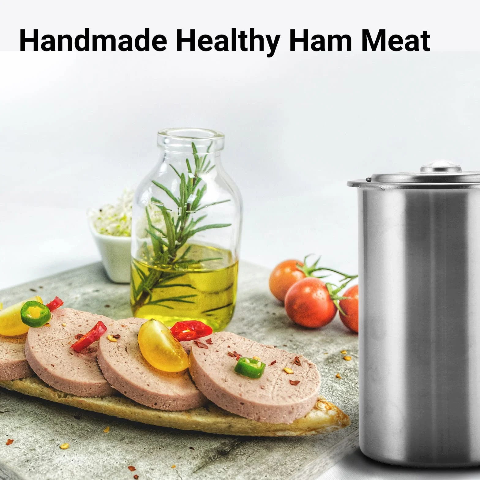 Cuiseur à Jambon en Acier Inoxydable, Presse à Viande Sandwich avec Thermomètre pour Charcuterie Maison