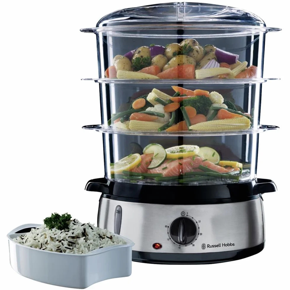 Russell Hobbs Cuiseur Vapeur Cook@Home 800W 9 L 3 niveaux écran digital minuterie programmable 19270-56