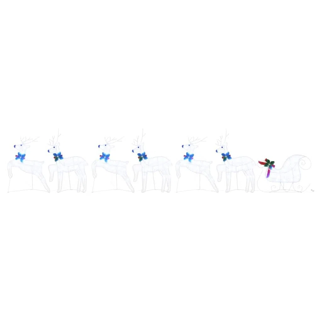 Rennes LED 7 pièces en Tissu Blanc pour décoration de Noël intérieur extérieur avec éclairage USB Style Art Déco, Dimensions 43 x 18 x 66 cm, Ambiance Festive