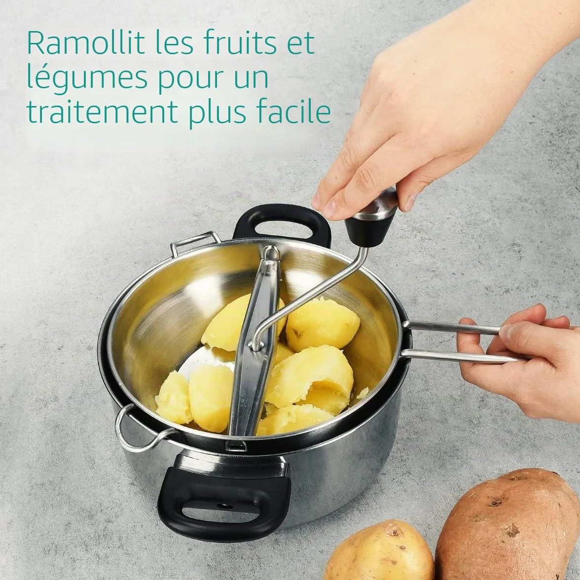 Navaris Presse-Légumes Manuel Moulin à Légumes Ø 19 cm Inox - Passe-vite avec 3 Grilles