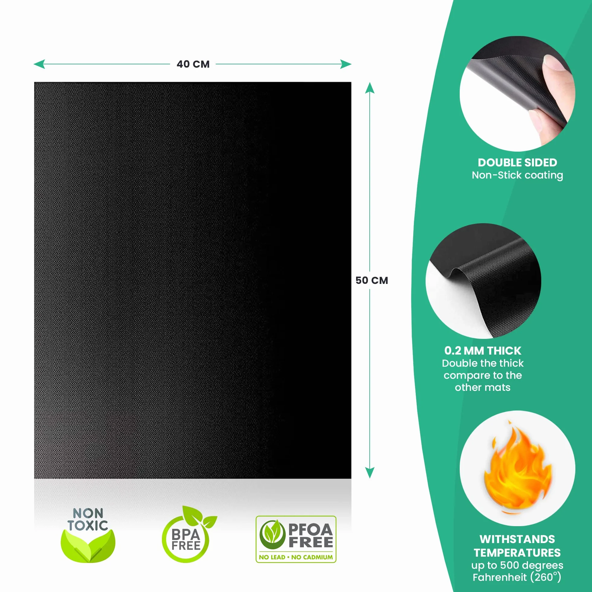 Lot de 2 grands revêtements de four robustes en téflon antiadhésifs pour gaz, électriques et ventilateurs