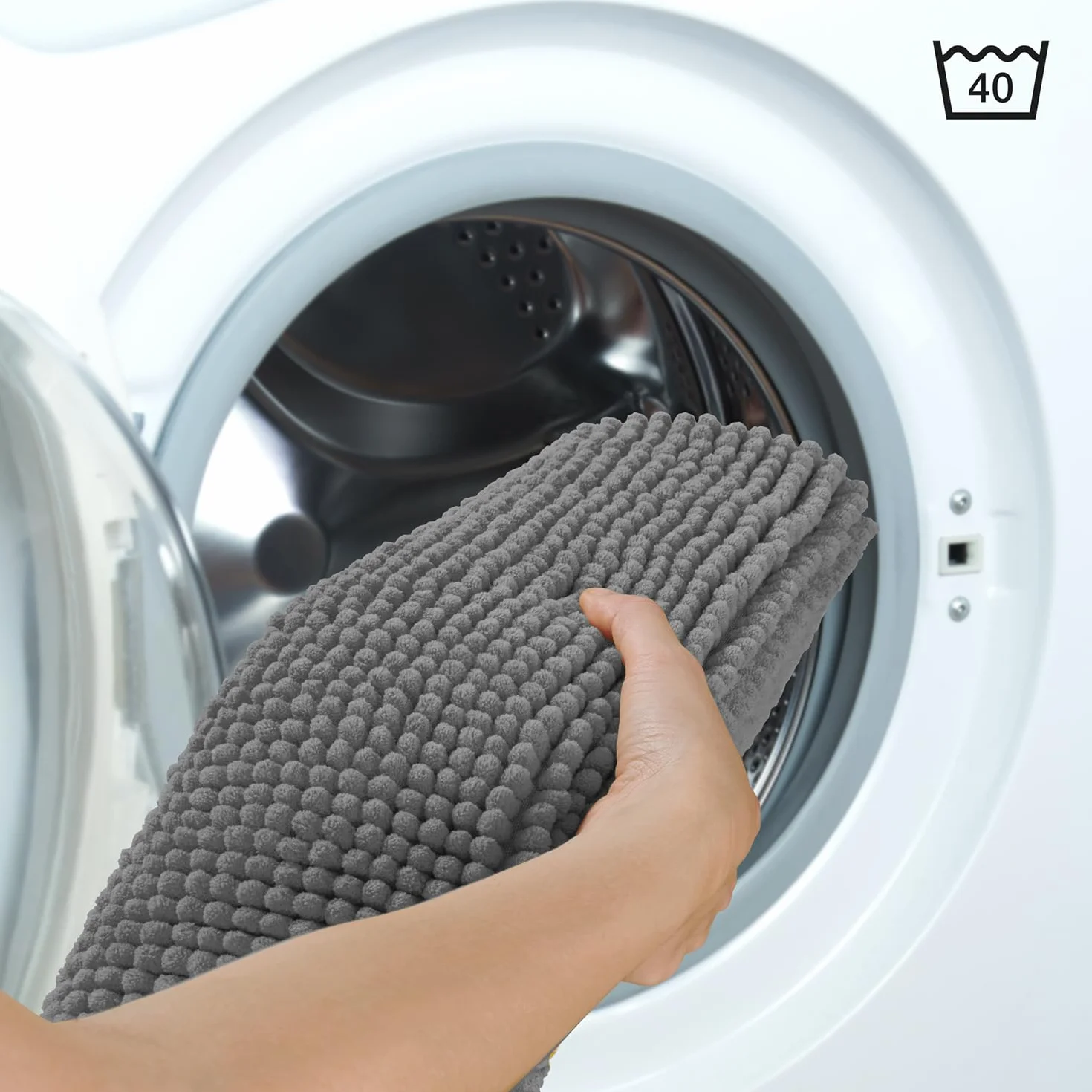 Tapis de Bain Absorbant Antidérapant Oeko-Text 60x40 Gris foncé