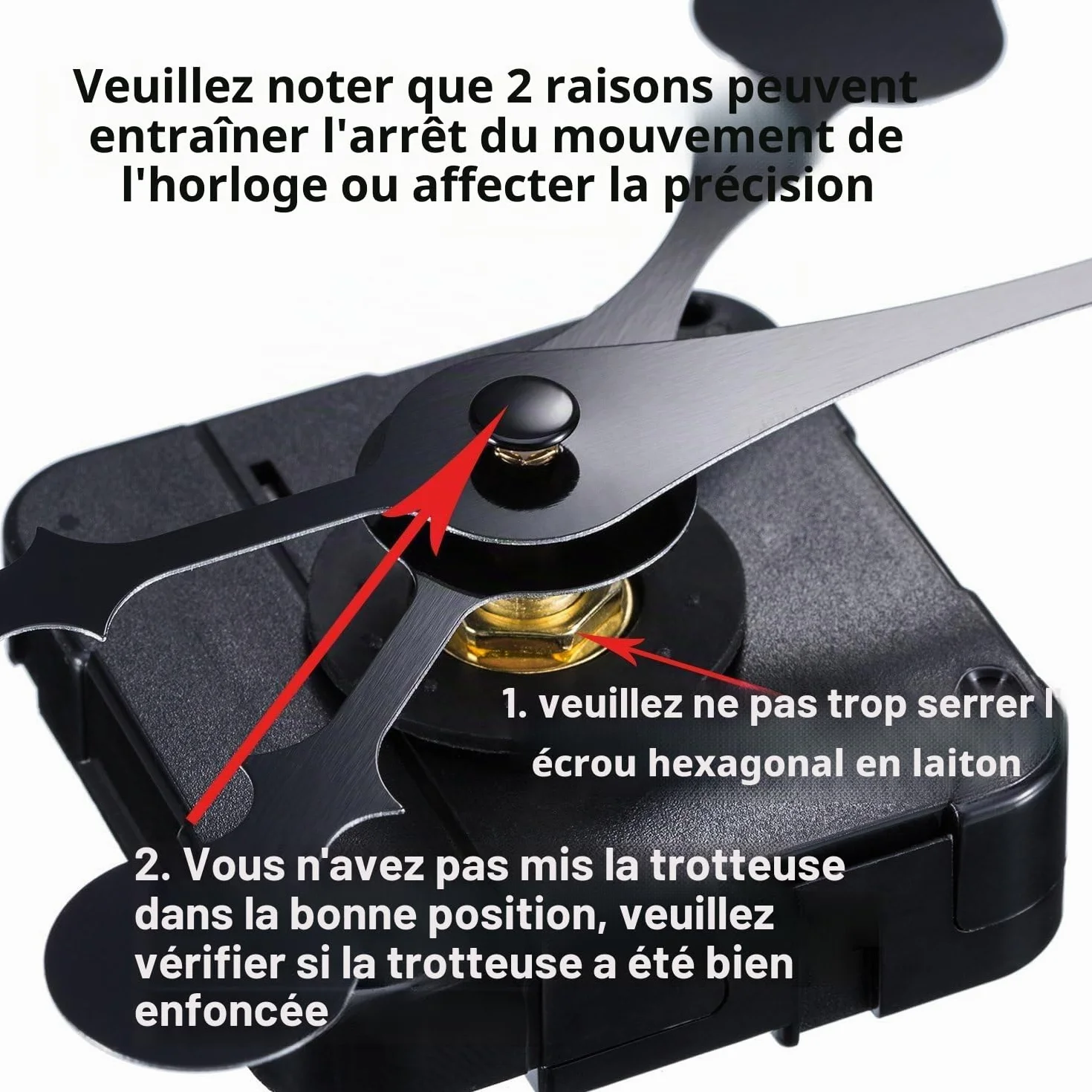Hicarer 31 mm Mouvement d'Horloge à Axe Longitudinal Élevé avec 2 Mains de Pique pour Cadrans Jusqu'à 51,4 cm