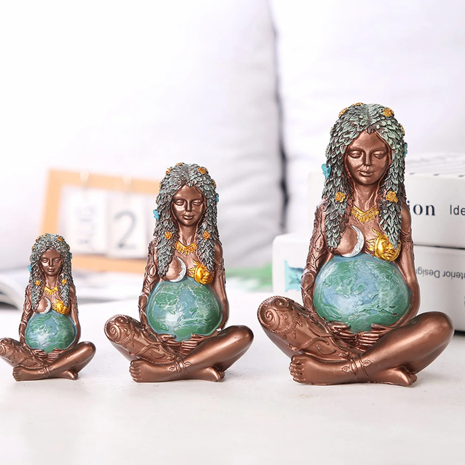 Déesse De Gaia Art Mère Terre Statue Décor Extérieur Figurine Cadeau Maman