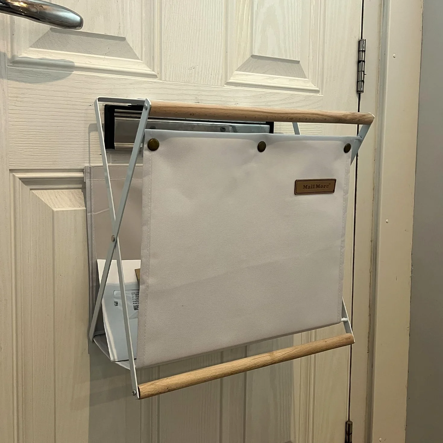 Attrape-lettres pour porte d'entrée Boîte aux lettres Cadre métallique Blanc
