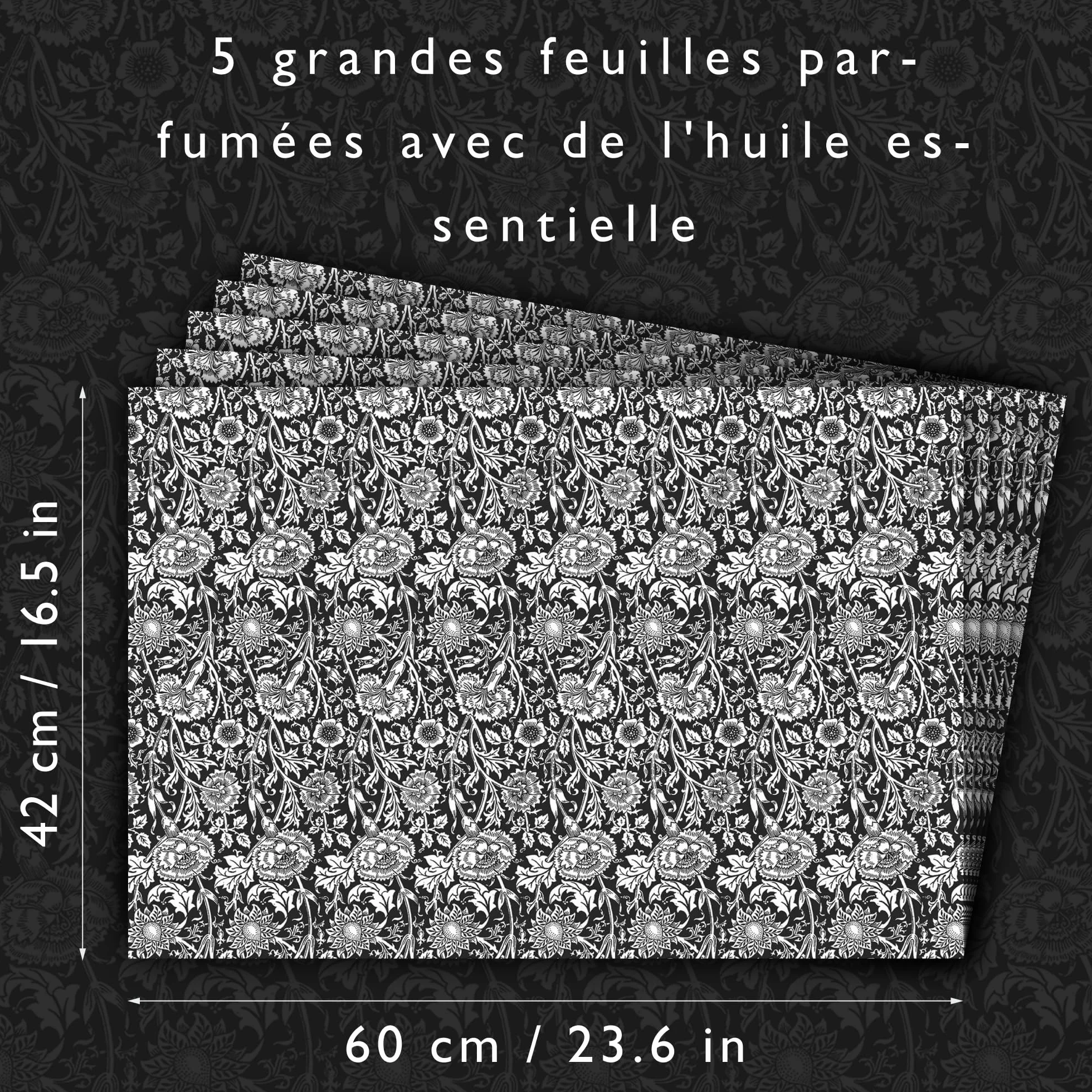 The Master Herbalist Doublures de Tiroir Parfumées William Morris Bois de Santal Noir Paquet de 5 Feuilles