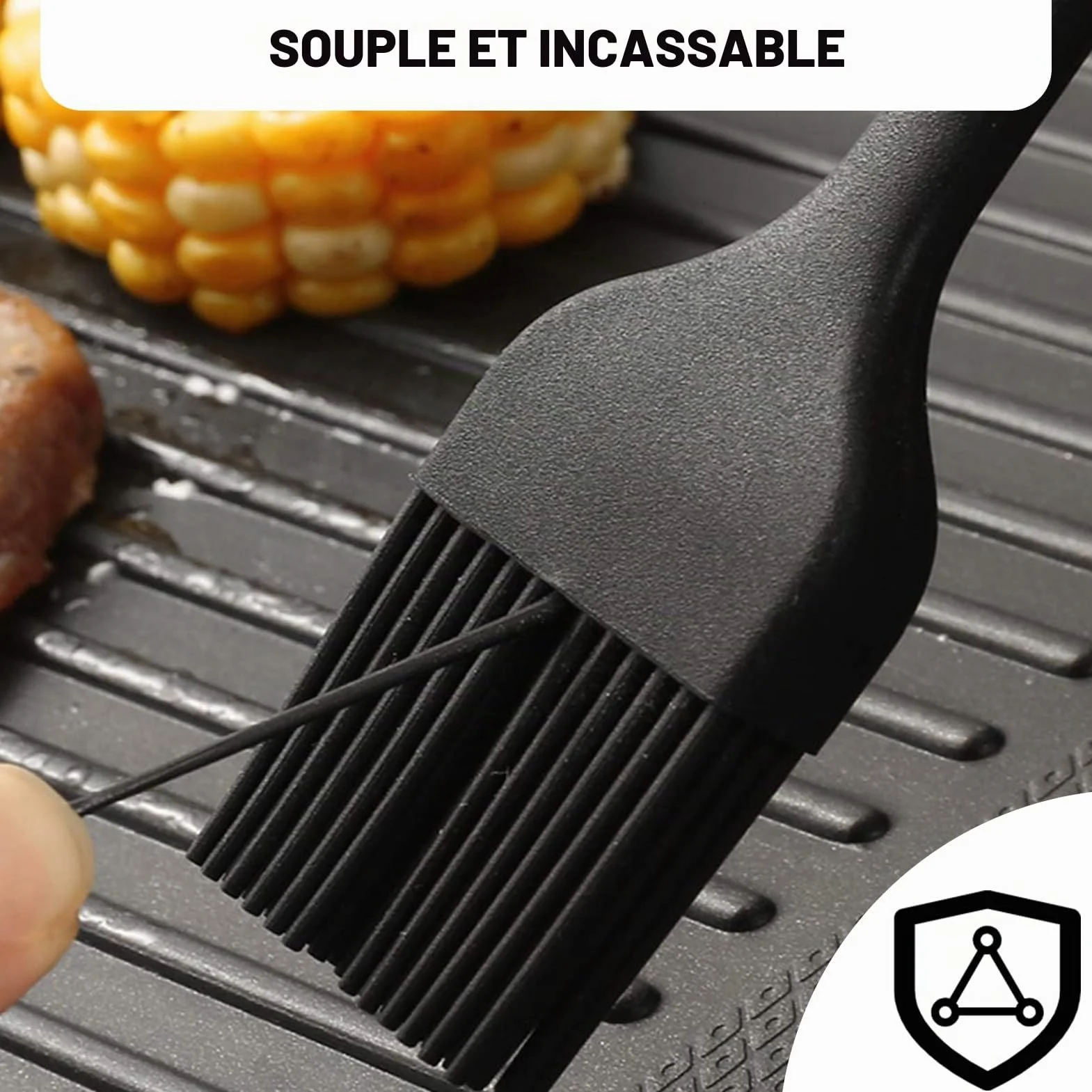Pinceau de Cuisine Silicone 21 cm Noir pour Pâtisserie Barbecue