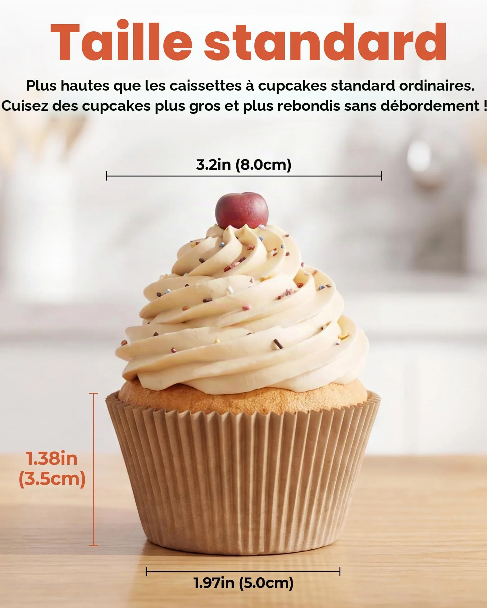 Caissette Muffins Papier 200 pièces Standard Naturel Moule Parchemin Résistant à la Graisse Non Blanchi