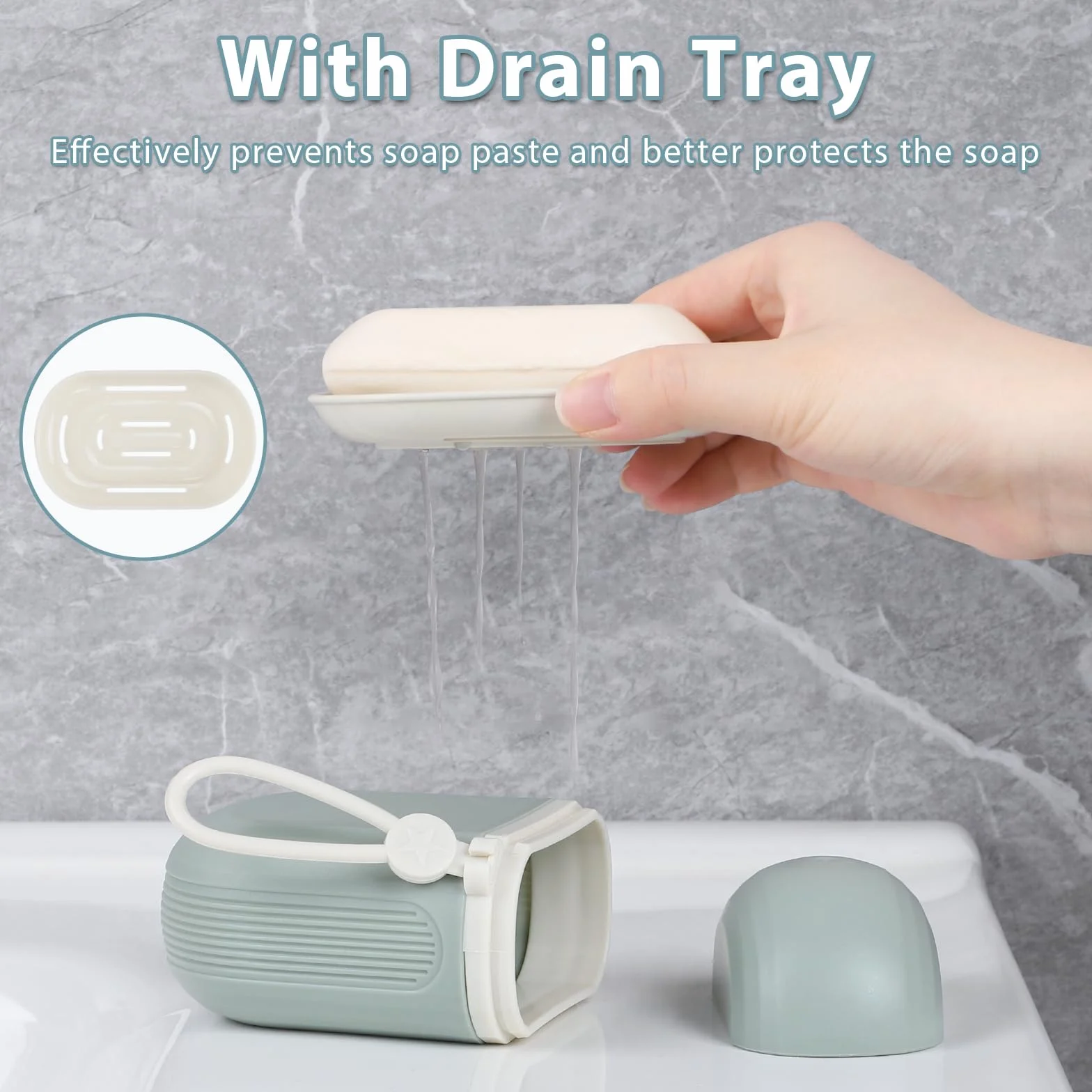 Alyvisun Boite Savon Voyage Portable avec Couvercle Étanche pour Salle de Bain Randonnée