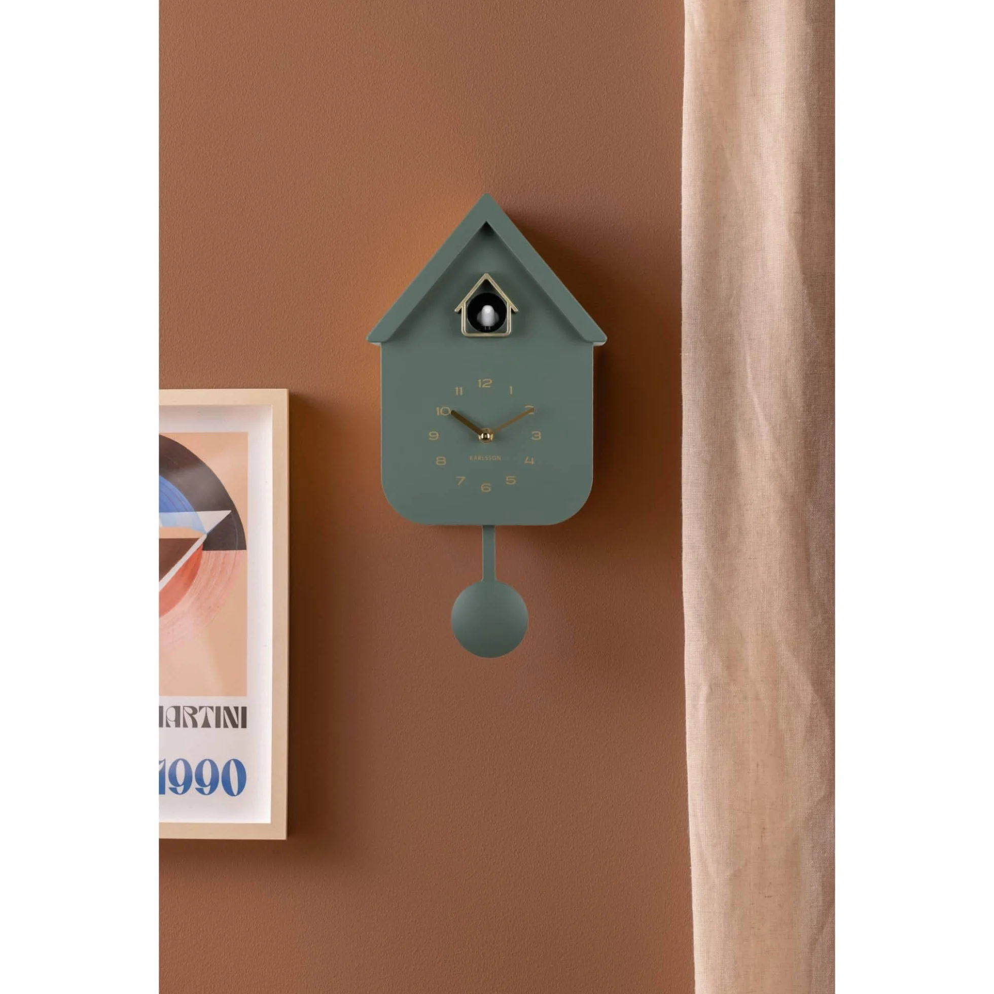 Karlsson Horloge murale Solo Color Cuckou Vert jungle 6 x 21,5 x 41 cm Plastique