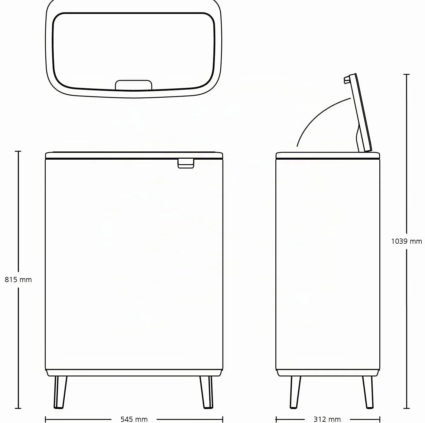 Brabantia Poubelle Bo Touch Bin Hi 2x30L Mineral Concrete Grey