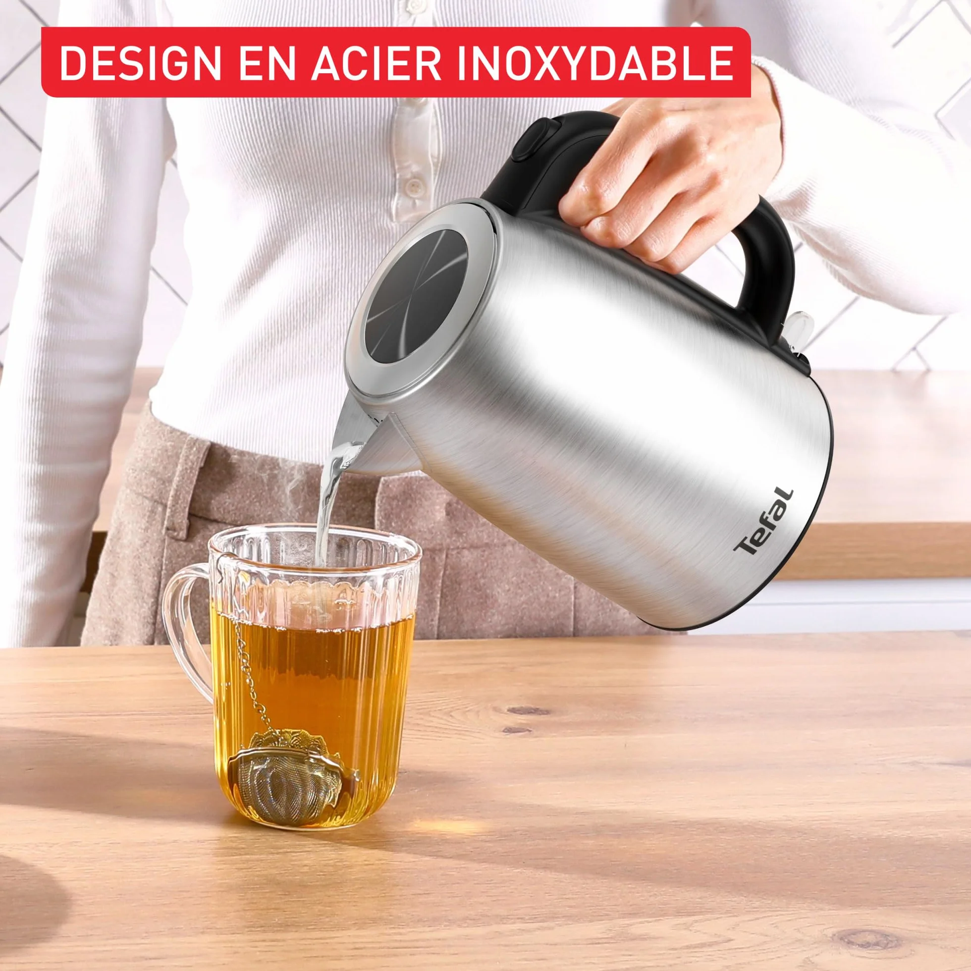 Tefal Bouilloire inox 1,7L 2200W Arrêt automatique KI1R0DE0
