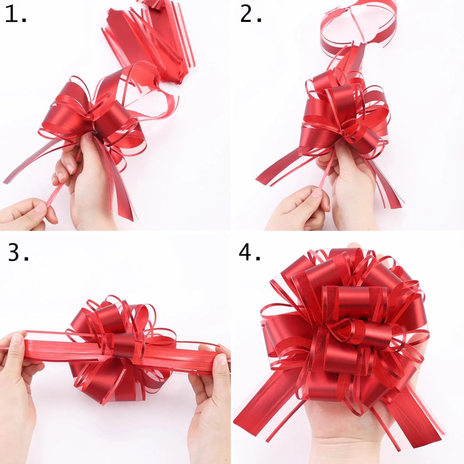 Noeuds Cadeau 15 cm Grands Décoratifs d'emballage Cadeau Rouge pour Mariage Anniversaire Noël