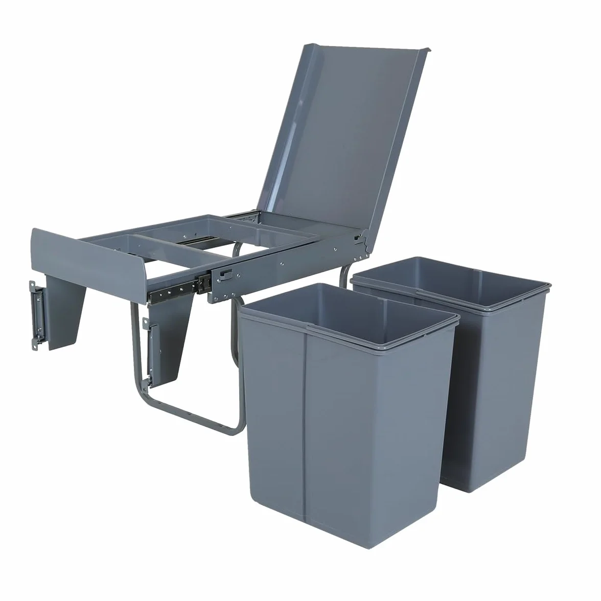 CHARLES BENTLEY Poubelle encastrable cuisine 2 bacs 20L 40L recyclage double compartiment couvercle anti-odeurs 34Lx48Px42H cm