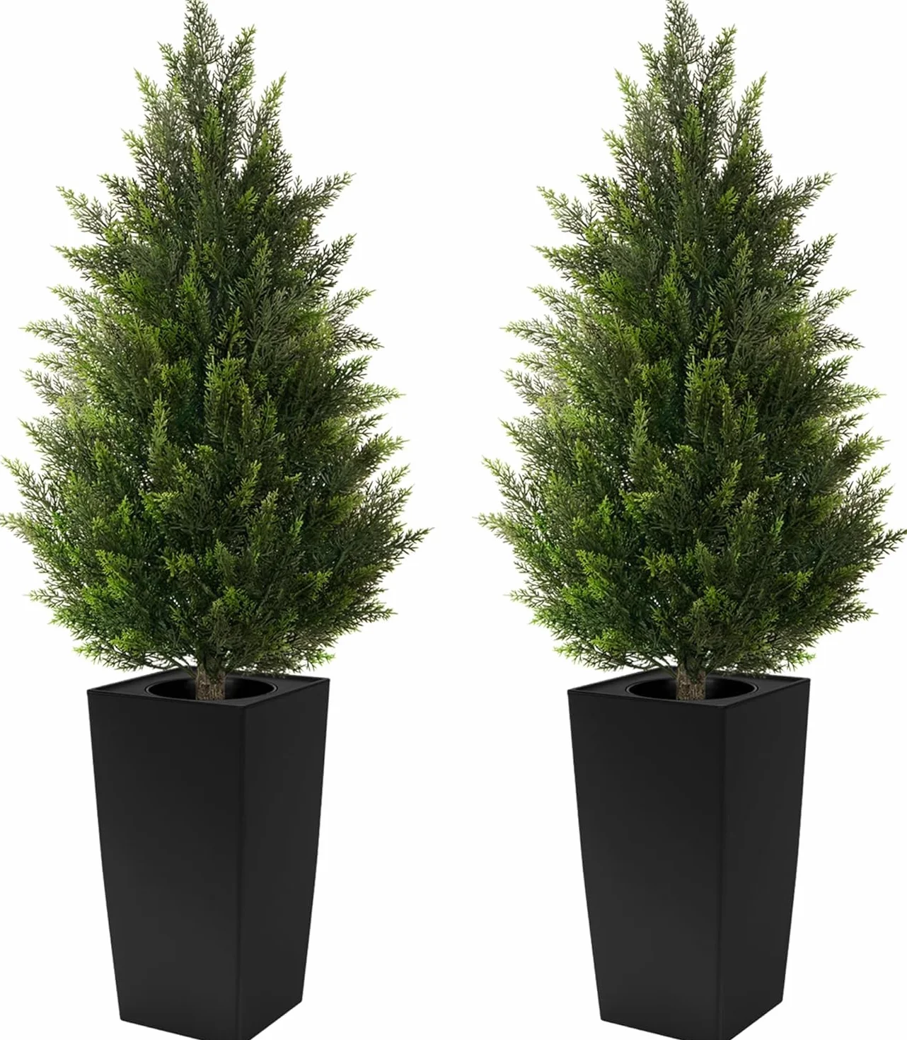 Plante Artificielle Exterieur 2 Pack Arbre Topiaire Cèdre Cyprès Artificiel en Pot Décoration Jardin