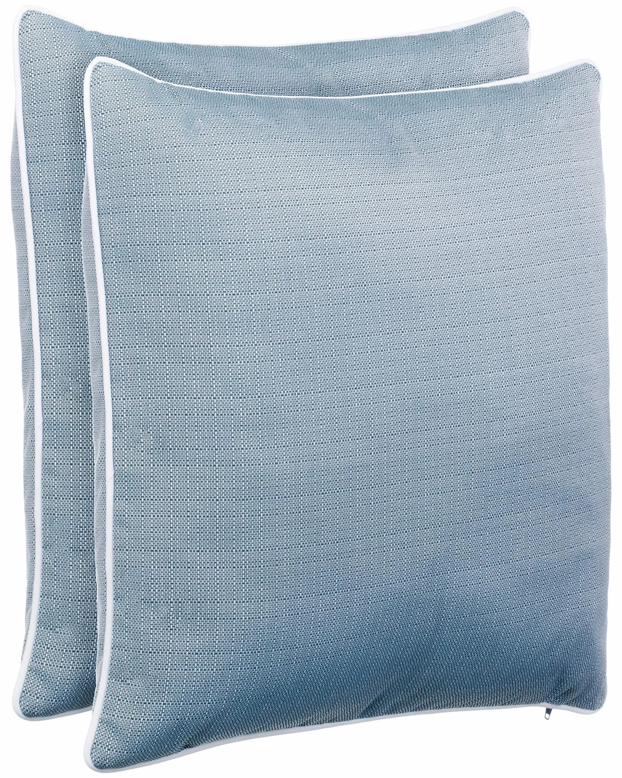 Coussins d'extérieur 45x45 cm Imperméables Lin Passepoil Bleu Lot de 2