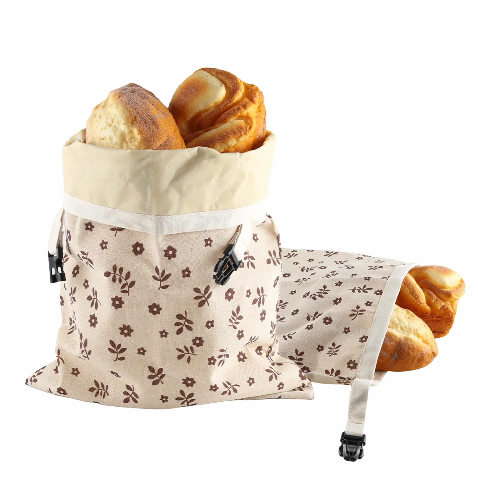 Sacs à pain réutilisables en cire d'abeille - Lot de 2 - Lin - 30 x 43 cm