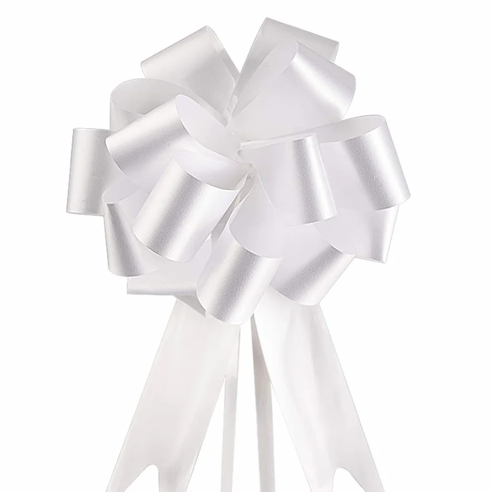 Faburo 80pcs Nœuds Automatiques à Tirer en Ruban Blanc pour Mariage Décoration