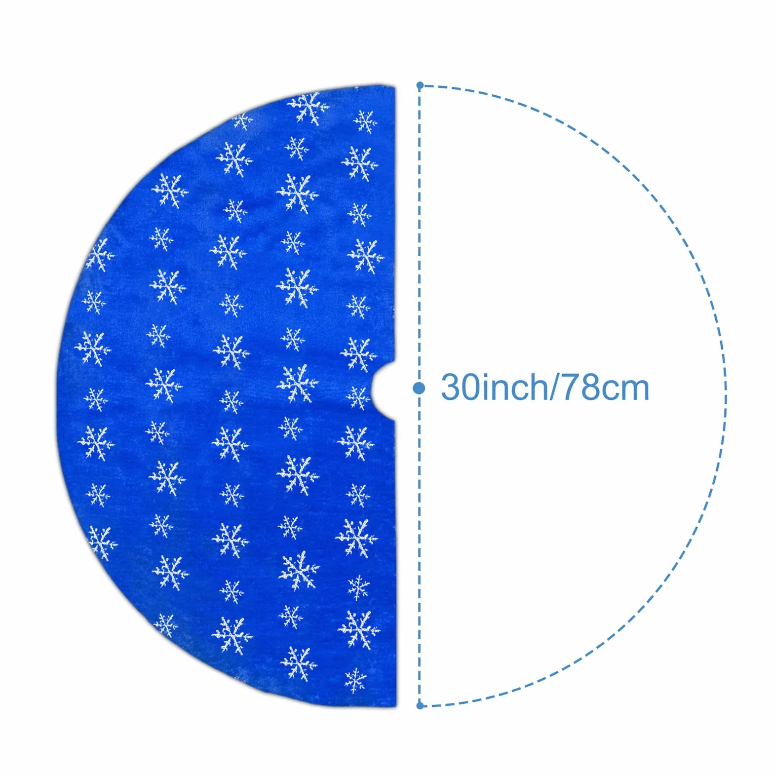 Jupe de Sapin de Noël Bleu Peluche 78cm avec Flocons de Neige Argent Paillettes Couvre-pied Tapis