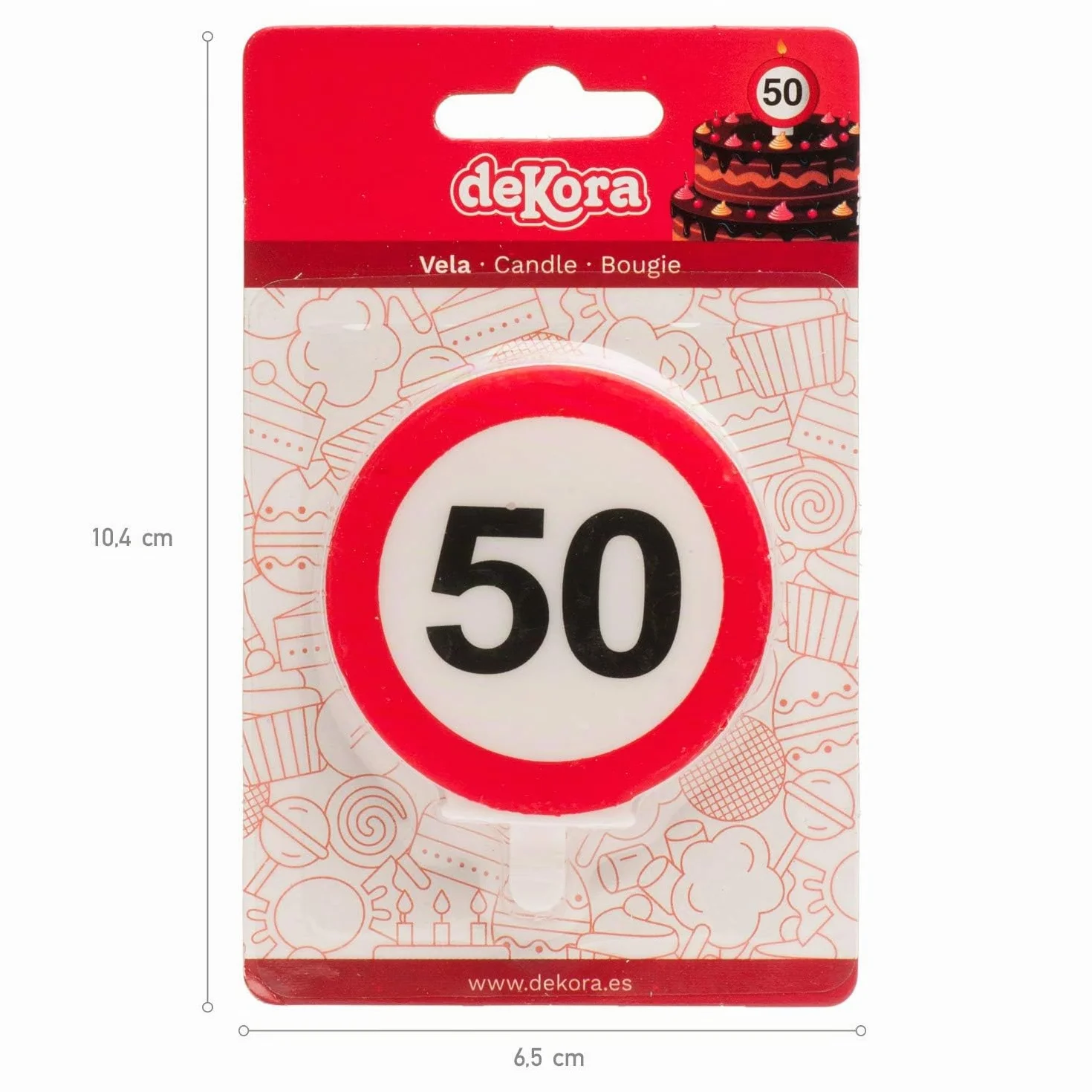 Bougie d'Anniversaire Numéro 50 avec Signe d'Interdiction, Multicouleur pour Décoration de Gâteaux