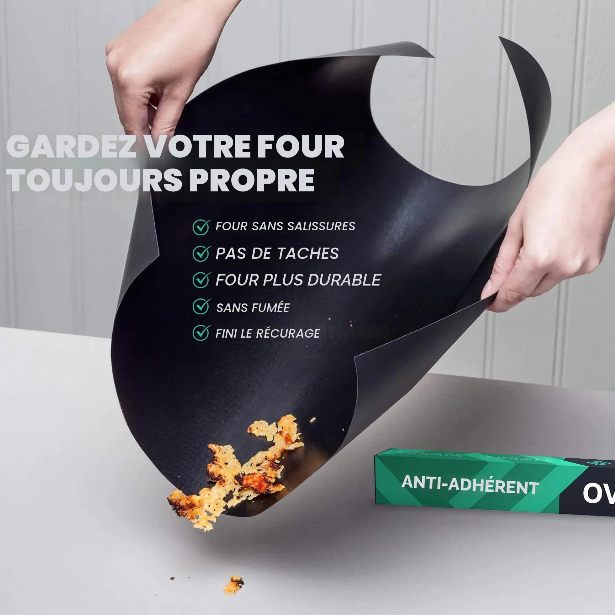 Lot de 2 grands revêtements de four robustes en téflon antiadhésifs pour gaz, électriques et ventilateurs