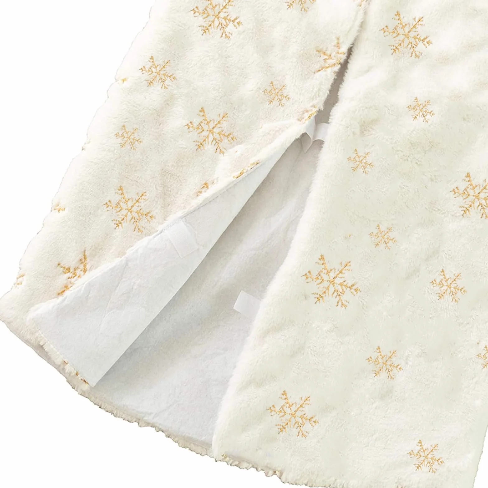 Jupe pour Sapin de Noël Or 90cm Blanche Flocon de Neige