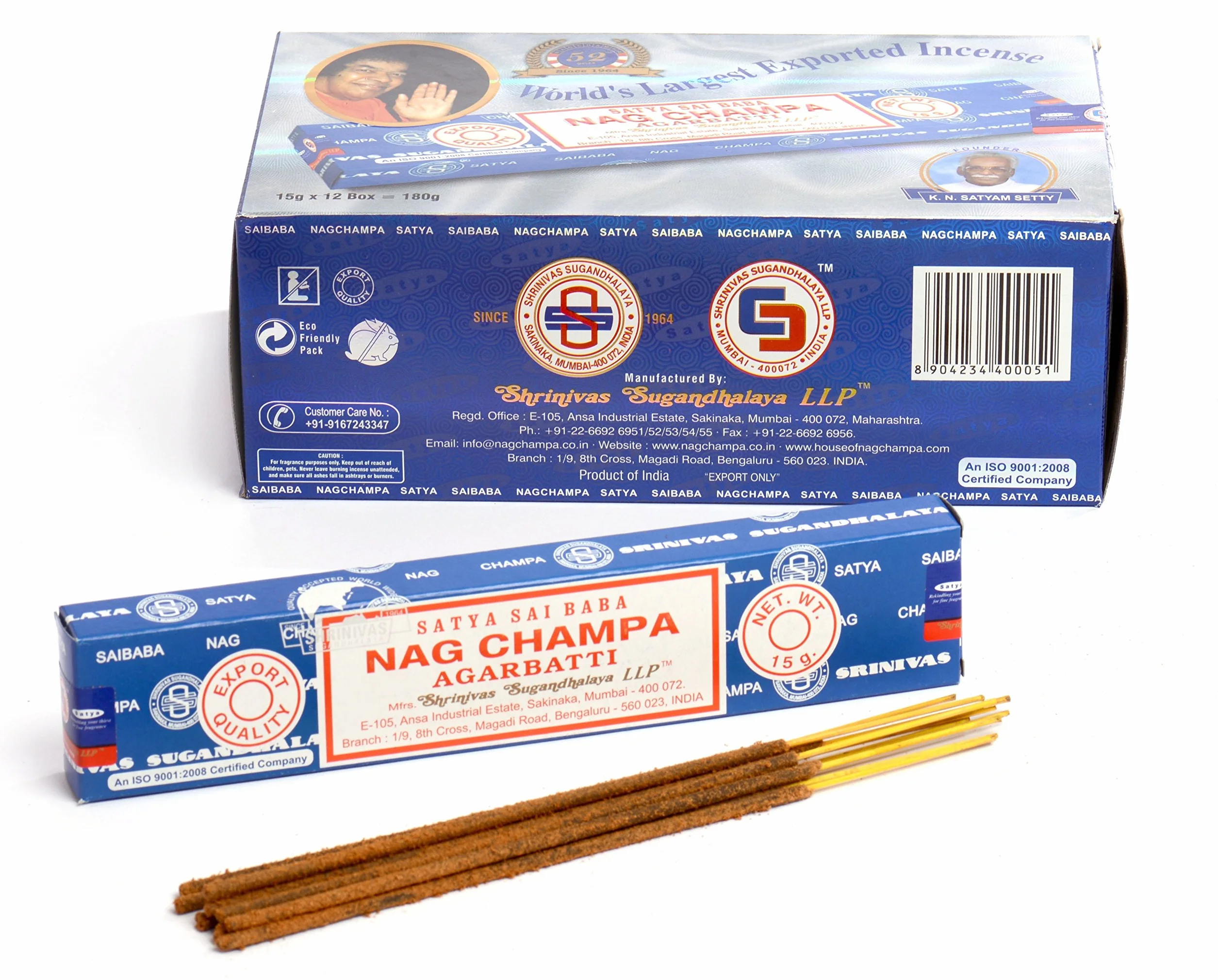 Nag Champa Encens Lot 12 Paquets 15 g 180 g Bleu