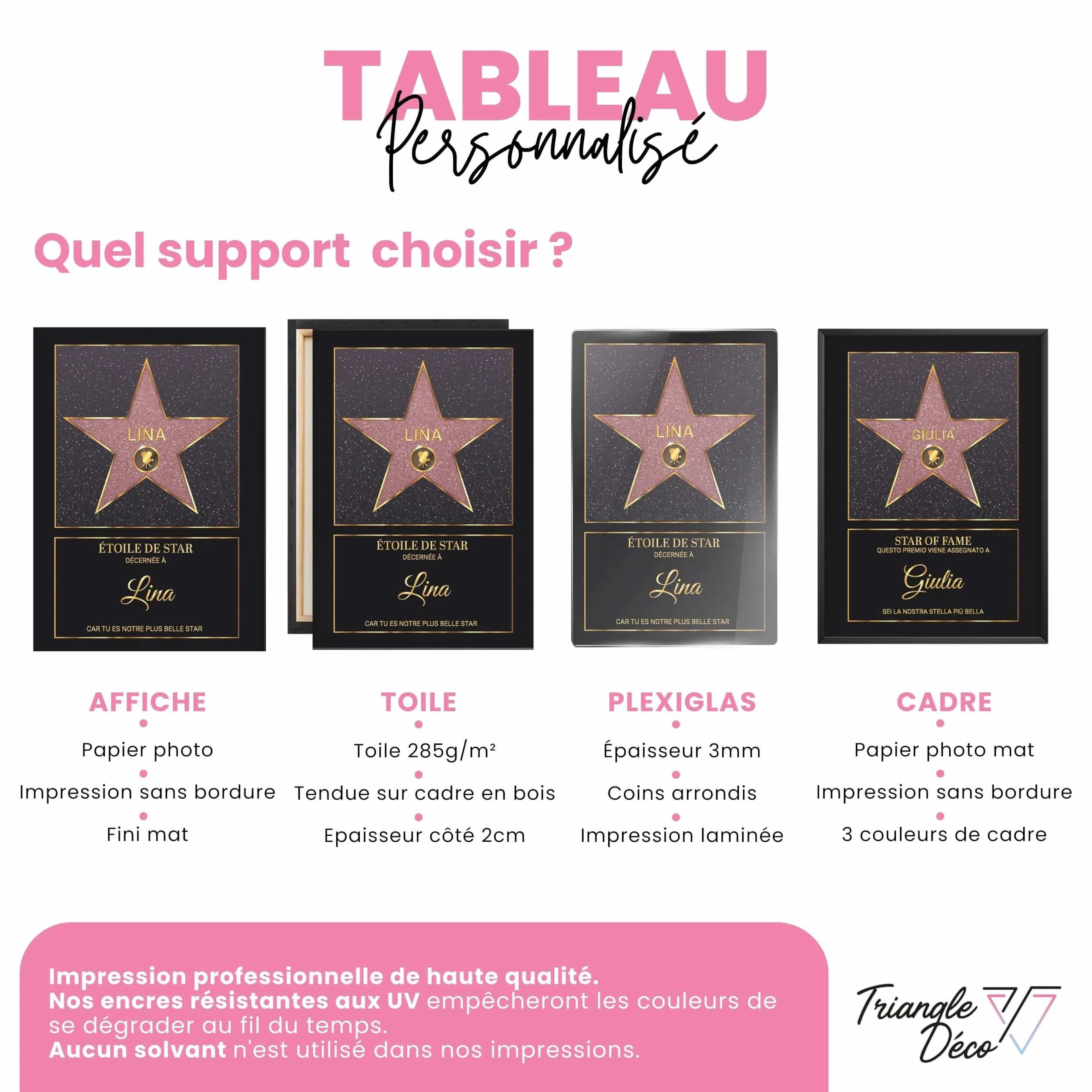 Affiche personnalisée Étoile de Star Hollywood rouge – Poster Toile Plexiglas avec ou sans Cadre