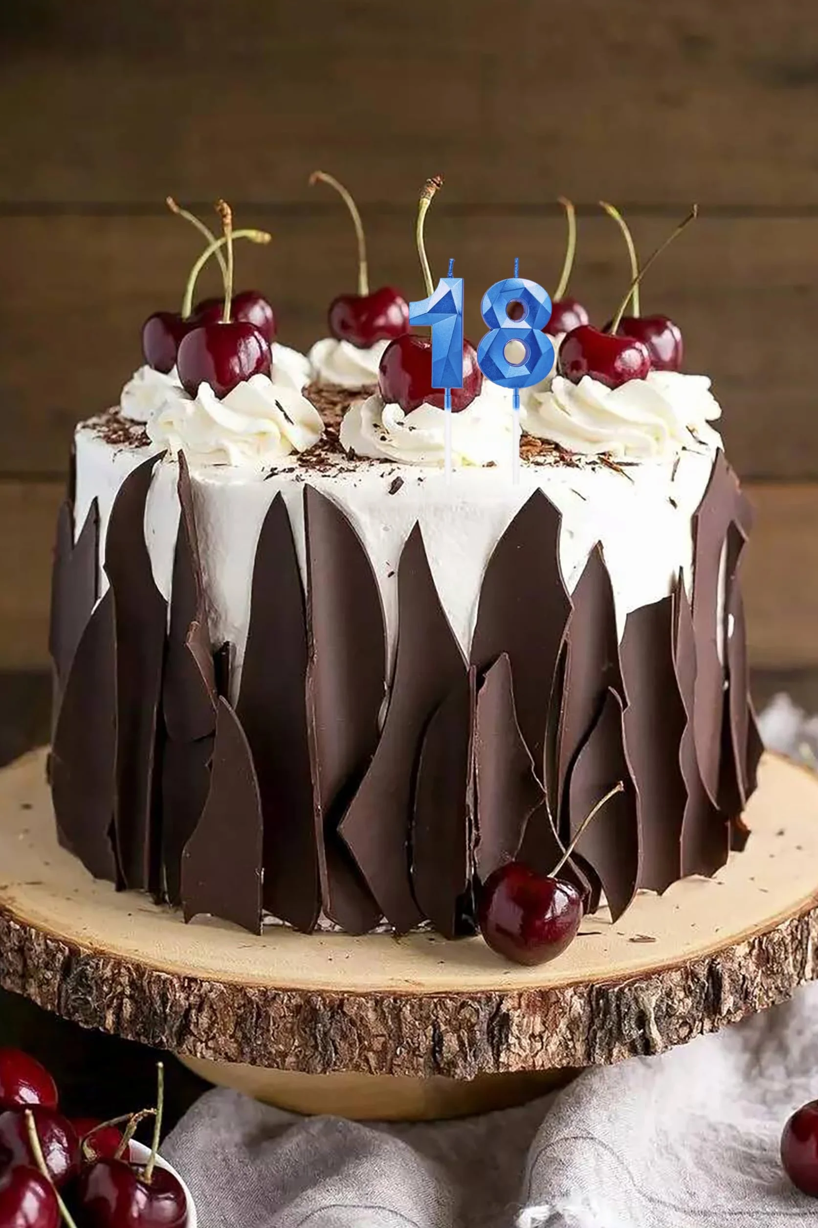 Bougies d'anniversaire 18, bleu saphir, numéro, décoration de gâteau