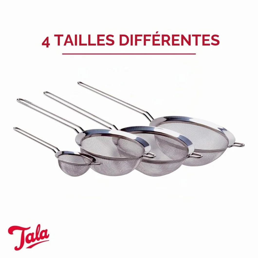 Tala Petite Passoire 8 cm Acier Inoxydable Tamis Fin Double Support Thé Vrac