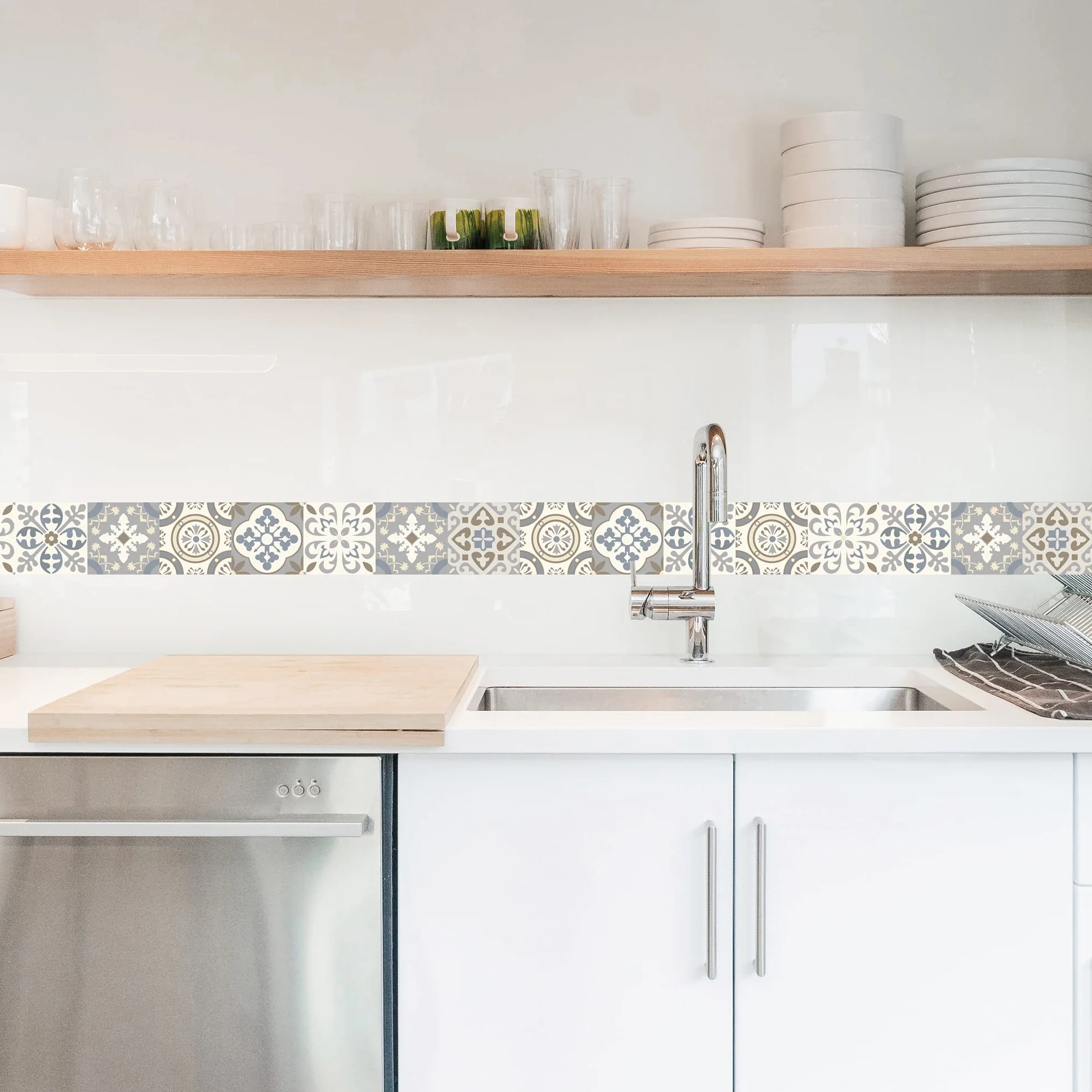 Frise adhésive Borgatella 10x300 cm carreaux de ciment style ancien décorative autocollante