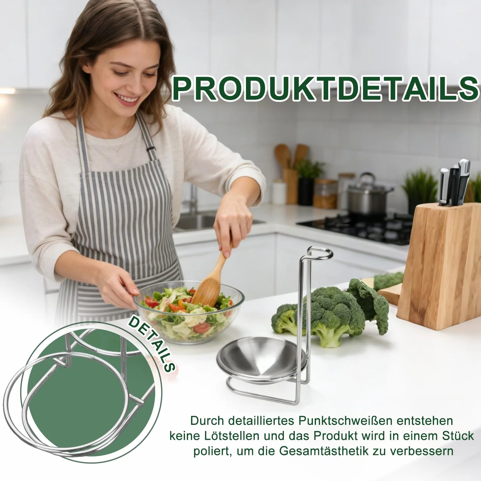 Support pour cuillère de cuisine en acier inoxydable - Repose-cuillère pour ustensiles de cuisine